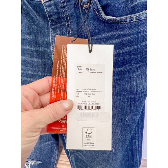 MOUSSY VINTAGE Rhode Cropped Distressed Flared Jeans NWT Size 26 - Picture 8 of 9